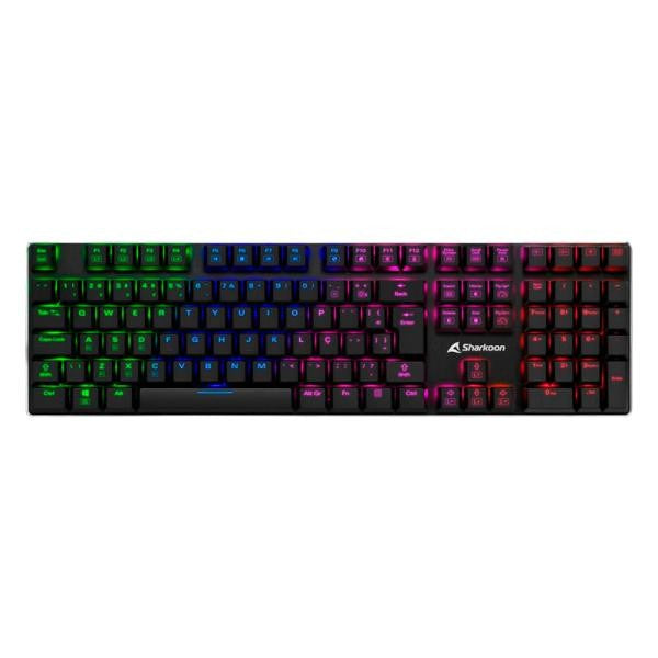 TECLADO GAMING RGB SHARKOON PUREWRITER MECÁNICO ALÁMBRICO USB INGLÉS SWITCH AZUL 4044951021482