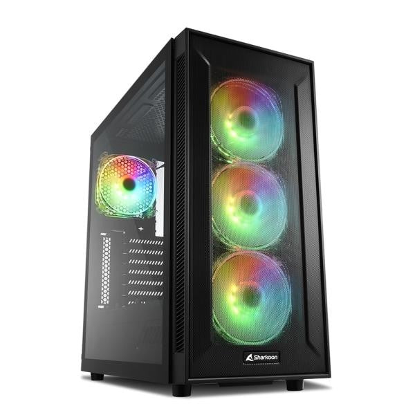 CASE GAMING RGB SHARKOON TG6M MID TOWER VENTILADORES 4 DE 120MM CON VIDRIO LATERAL Y MALLA FRONTAL 4044951032136