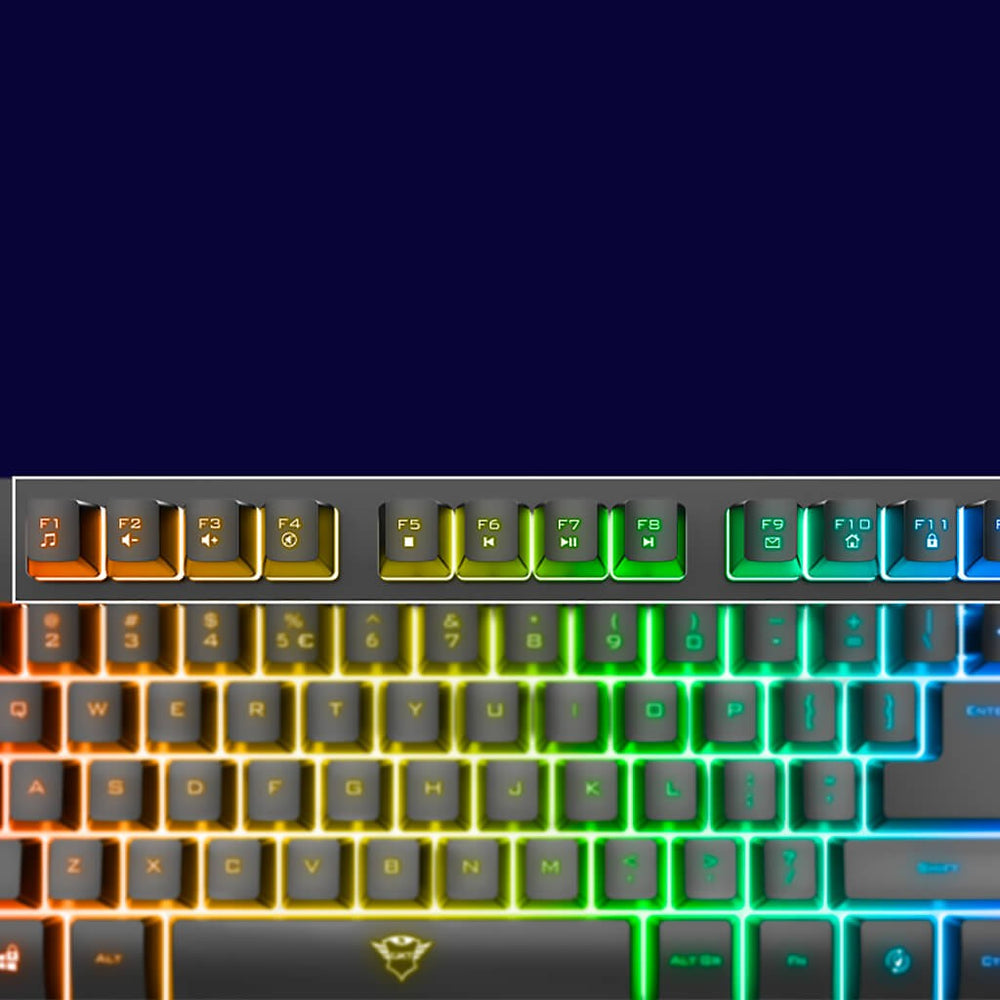 Trust teclado para gaming metalico con iluminación LED multicolor GXT 833 color negro - 24067