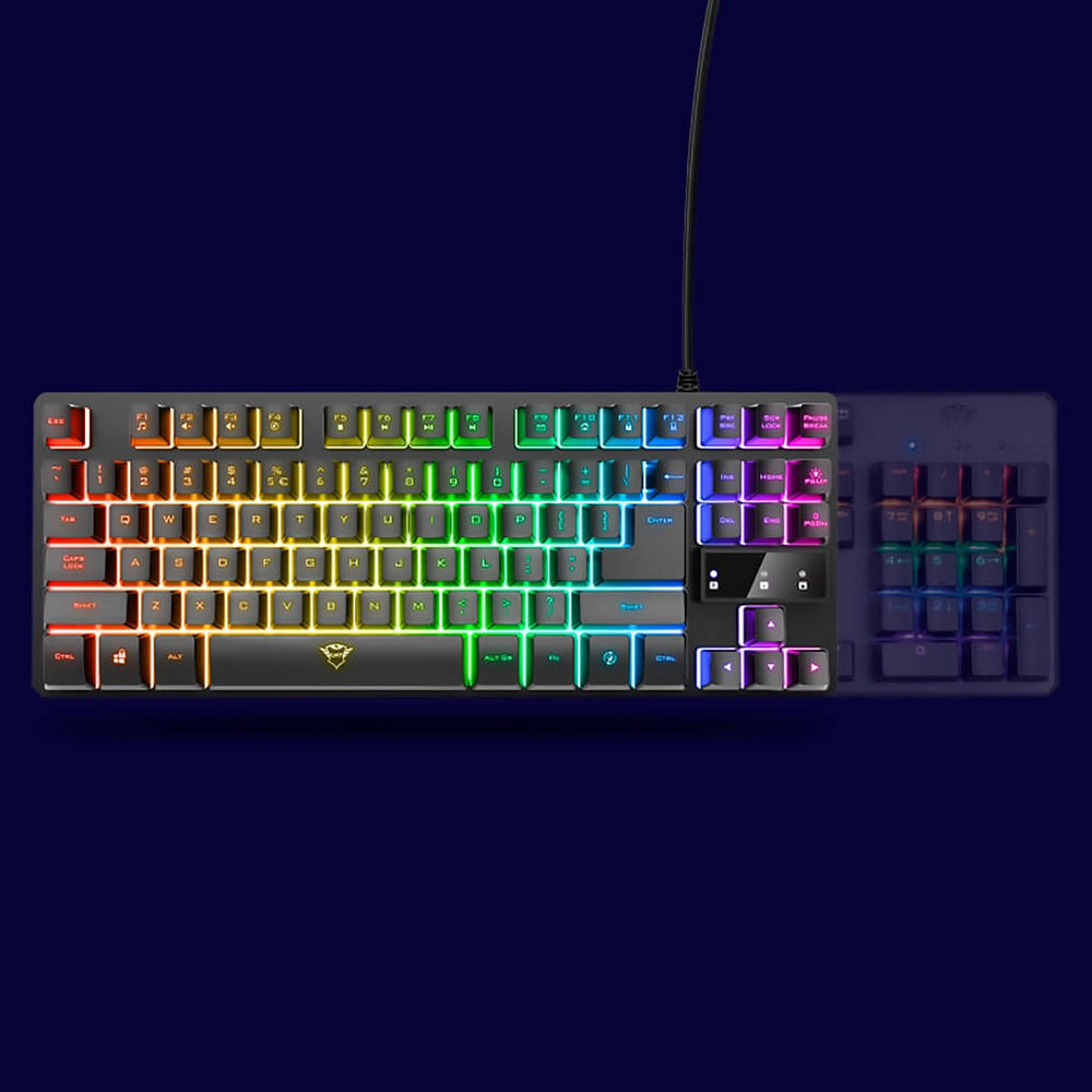Trust teclado para gaming metalico con iluminación LED multicolor GXT 833 color negro - 24067