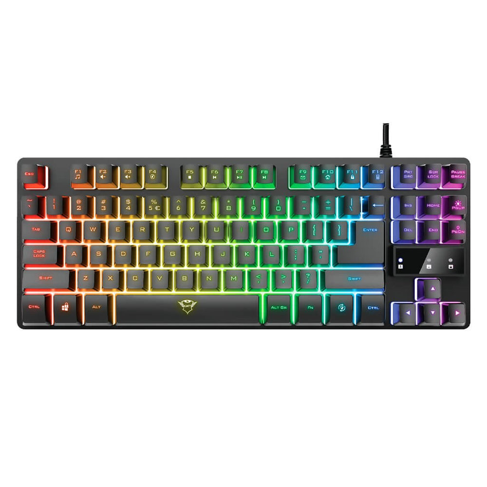 Trust teclado para gaming metalico con iluminación LED multicolor GXT 833 color negro - 24067