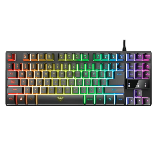 Trust teclado para gaming metalico con iluminación LED multicolor GXT 833 color negro - 24067