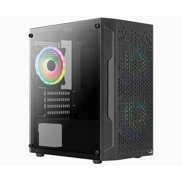 CASE GAMING RGB AEROCOOL TRINITY MINI G-BK-V3 MINI TOWER 1 VENTILADOR DE 120MM Y 2 DE 140MM CON VIDRIO LATERAL Y MALLA FRONTAL ACCS-PV32133.11