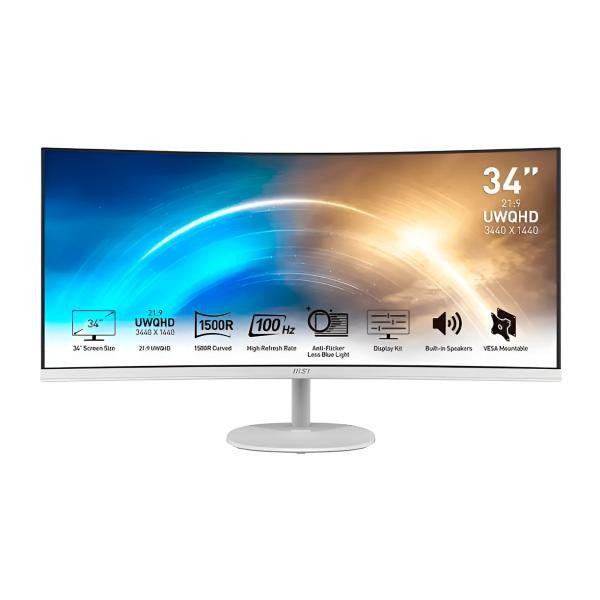 MONITOR 34" MSI PRO MP341CQ 3440 x 1440 FHD 100HZ 4MS PANEL IPS HDMI DP CURVO NEGRO 9S6-3PB2CT-001