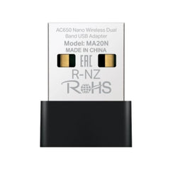 ADAPTADOR DE RED MERCUSYS MA20N(US) DUAL BAND USB 2.0 433 MBPS (5 GHz)   200  MBPS (2,4 GHz)
