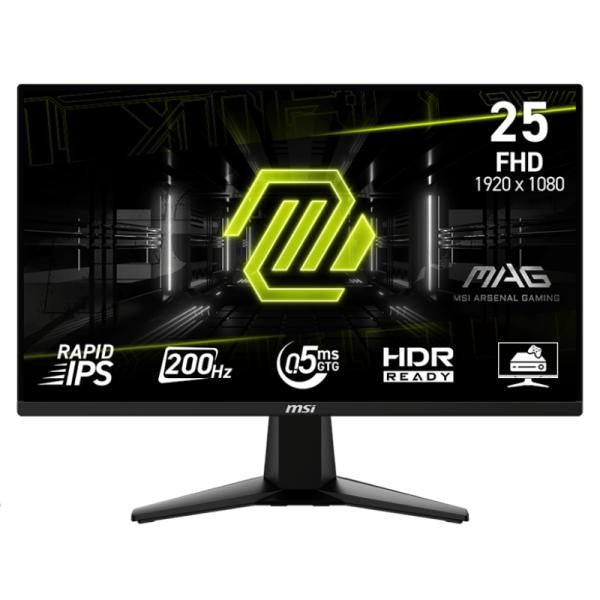 MONITOR GAMING MSI MAG 255F E20 24.5" PLANO 1920 X 1080 200 HZ ANTI-GLARE HDMI Y DP 9S6-3BC21M-046
