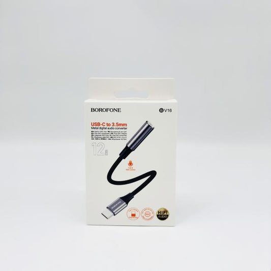 ADAPTADOR AUDIFONO TIPO C A 3.5 BOROFONE BV16 METAL GRAY