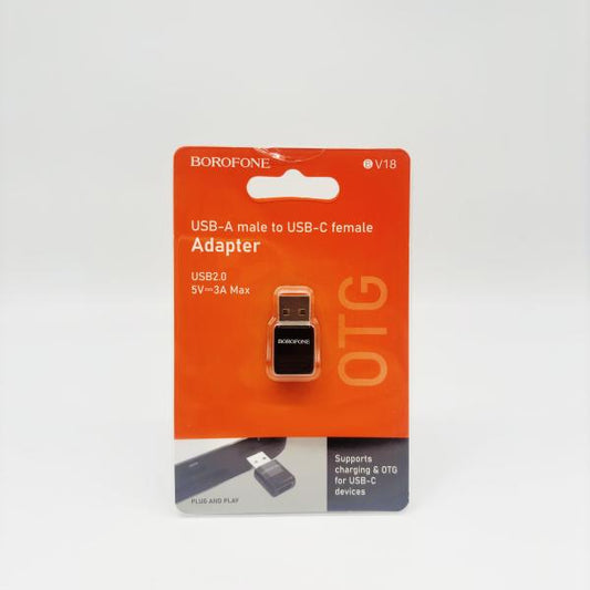 ADAPTADOR  BOROFONE BV18  OTG USB MACHO A TIPO C HEMBRA