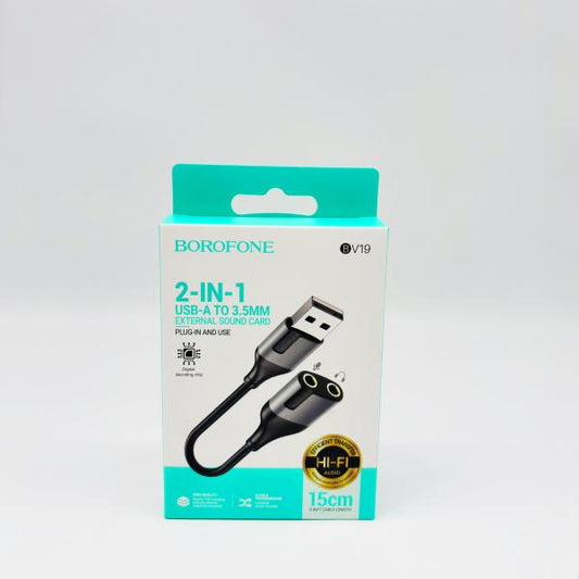 ADAPTADOR  BOROFONE BV19  UBS A 3.5 HEMBRA 2 EN 1