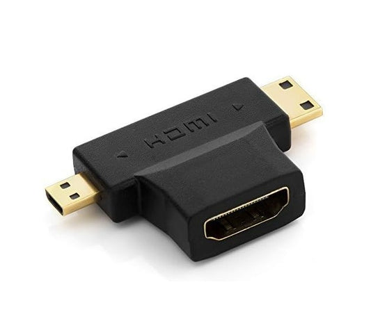 ADAPTADOR HDMI TIPO A Y MINI HDMI MACHO A HDMI TIPO A HEMBRA OTN-HD708 ONTEN NEGRO