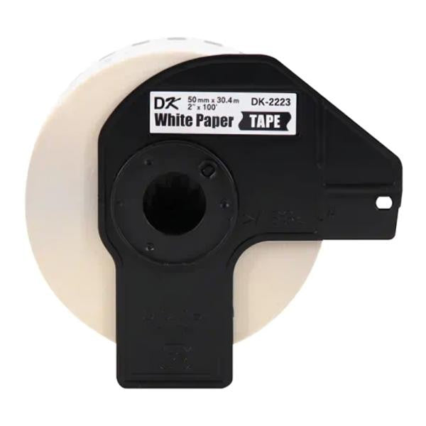ROLLO DE ETIQUETAS CONTINUO BROTHER DK2223 50 MM X 30.4M COMPATIBLE CON IMPRESORAS QL BLANCO CON TEXTO NEGRO