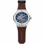 Reloj Analogico de Pulsera con Banda de Cuero - Cafe con Plateado