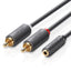Cable de audio UGREEN AV102 3.5 mm hembra a 2 rca macho 1M 10588 gris