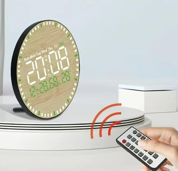 RELOJ PARED 5832L NEGRO CON MADERA