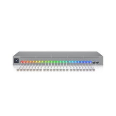 Detalle de la pantalla táctil del switch UniFi Pro Max 24 PoE para gestión de red