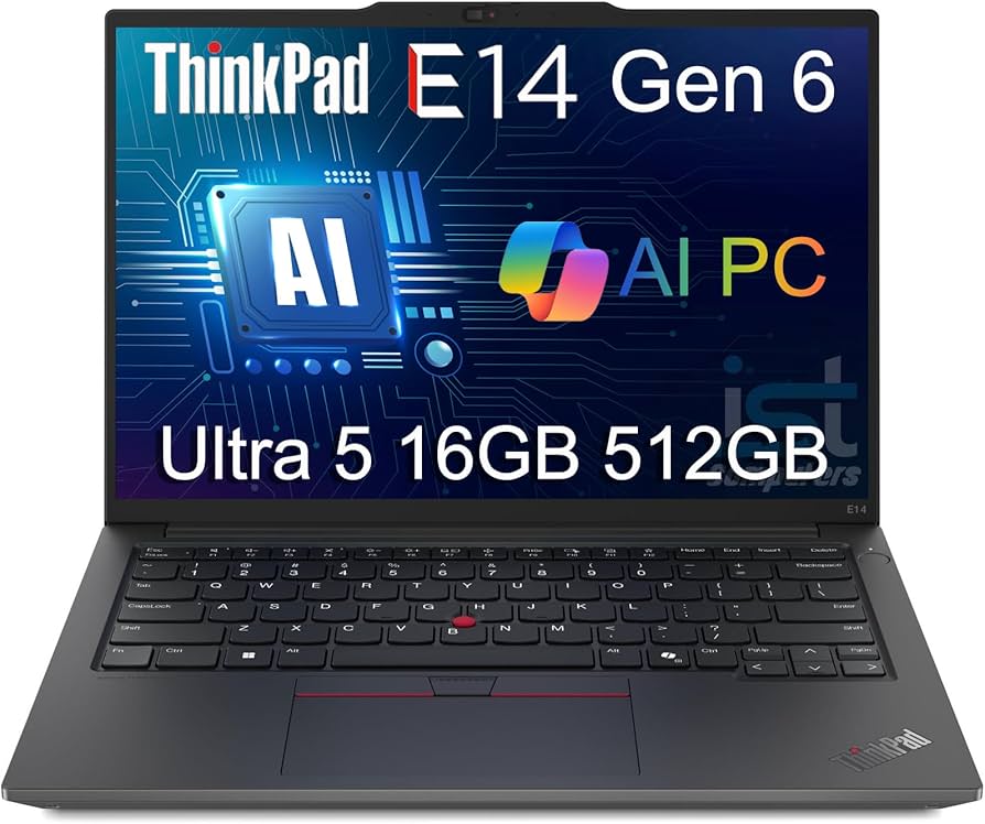 Laptop Lenovo ThinkPad E14 Gen 7 cerrada, vista superior con logo ThinkPad