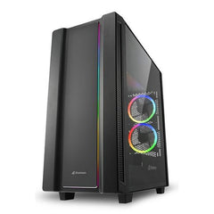 CASE GAMING RGB SHARKOON REV220 MID TOWER VENTILADORES 5 DE 120MM CON VIDRIO LATERAL Y EFECTO FIBRA DE CARBONO 4044951029761