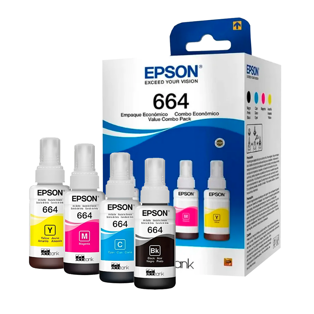 Tinta Epson EcoTank T664 para recarga de impresoras