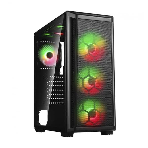 CASE GAMING T01 USB & AUDIO USB 3.0 USB 1.0 HD AUDIO SIDE TEMEPERED GLASS 3PCS RGB FAN (FRONT HUB REMOTE CONTROL
