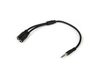 StarTech.com Adaptador Audio Divisor de Auriculares Mini-Jack de 3,5mm 3 pines Macho a 2x Mini-Jack de 3 pines Hembra - Audifonos - Negro