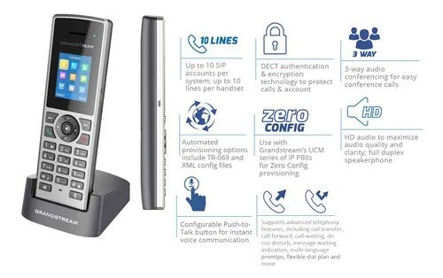 TELEFONO IP INALAMBRICO DECT PARA BASE DP-752,PANT 1.8 COLOR
