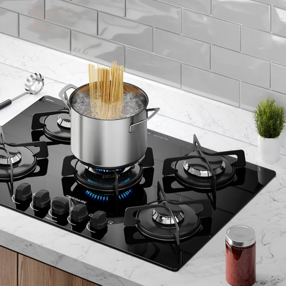 Frigidaire plantilla de gas 30" vidrio templado empotrable 5 quemadores FTGC3050VB