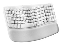 Logitech Ergo Series Wave Keys Wireless Ergonomic Keyboard with Cushioned Palm Rest, Off-white - Teclado - con reposamanos acolchado