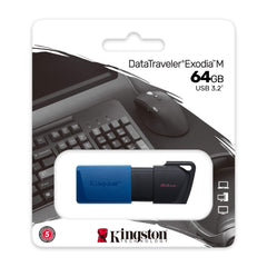 Kingston memoria exodia azul con negro 64GB usb 3.2 - DTXM/64GB