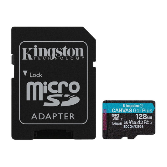 Kingston memoria microSDXC 128 GB canvas go plus gen4 200MB/s A2 U3 V30 card ADP - SDCG4/128GB