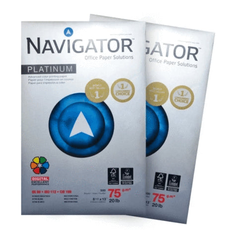 Navigator  caja 10 und resma  8 ½ x 13, oficio 500 hjs  75Gr NPT0750159