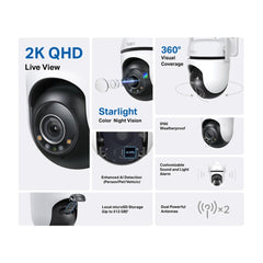 TP-link camara de vigilancia Wi-Fi para exteriores con vision nocturna a color y detección IA Avanzada - Tapo C520WS