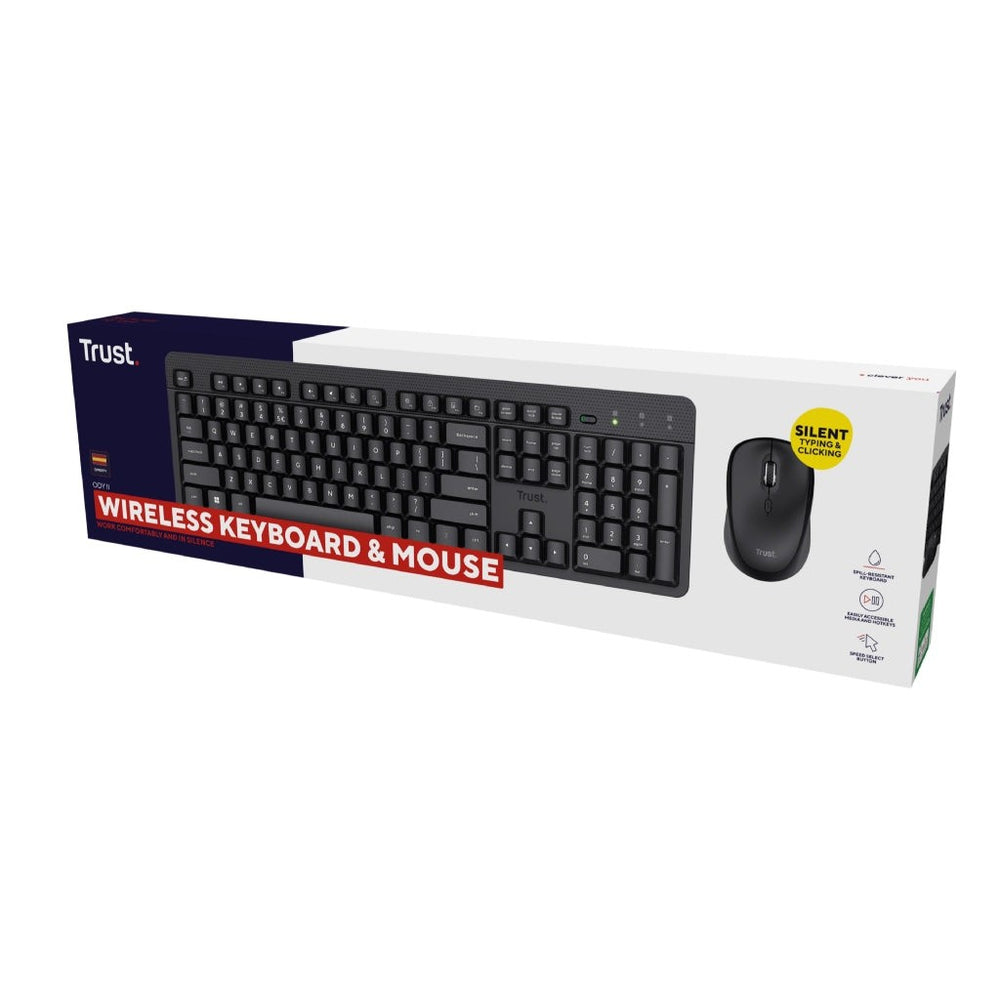 Trust combo de teclado y mouse inalámbricos y silenciosos ES ODY II - 25020