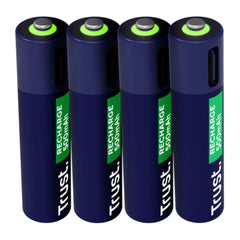 Trust pilas AAA recargables en USB-C 4 pack - 25671