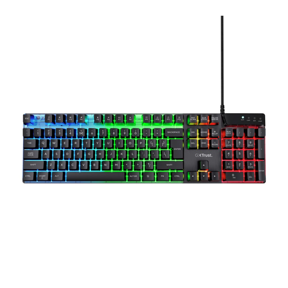 Trust teclado gamer color negro iluminado en español - 23823