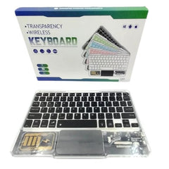 TECLADO INALAMBRICO TRANSPARENTE CON MOUSE TACTIL  10" NEGRO