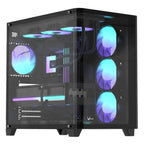 Case Argb Formula V Line Crystal U2 Floe Black Mid Tower Ventiladores 4 de 120 Mm con Vidrio Lateral y Frontal 4711401663782 - Negro