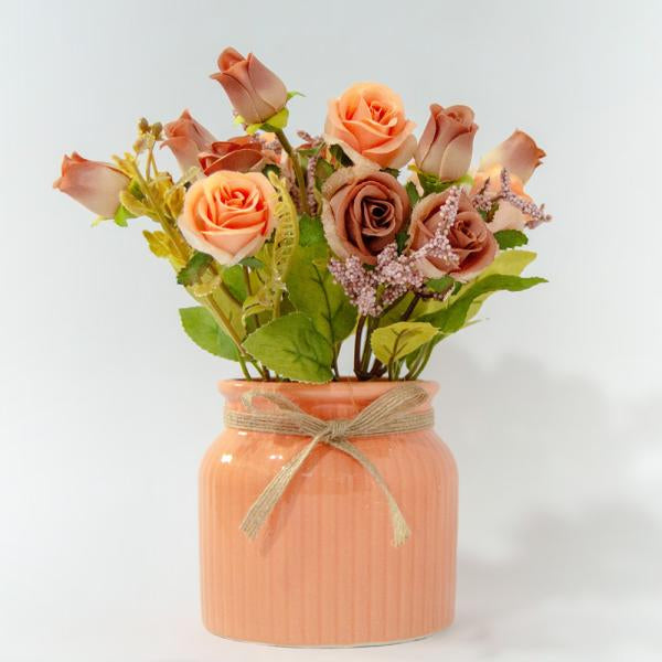 Florero con rosas bicolor artificial Imagen secundaria del producto