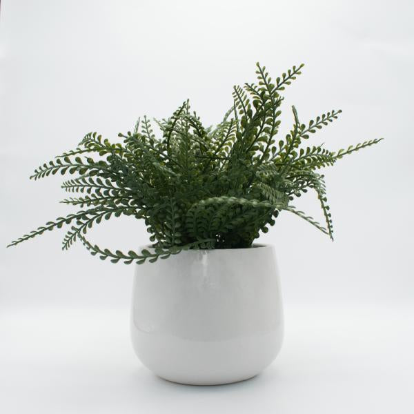 Helecho artificial 30 x 15 cm florero cerámico
