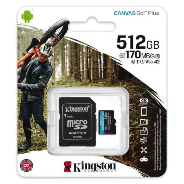 Kingston canvas go PLUS microsdxc 512GB 170mbps clase 10 V30 Imagen secundaria del producto