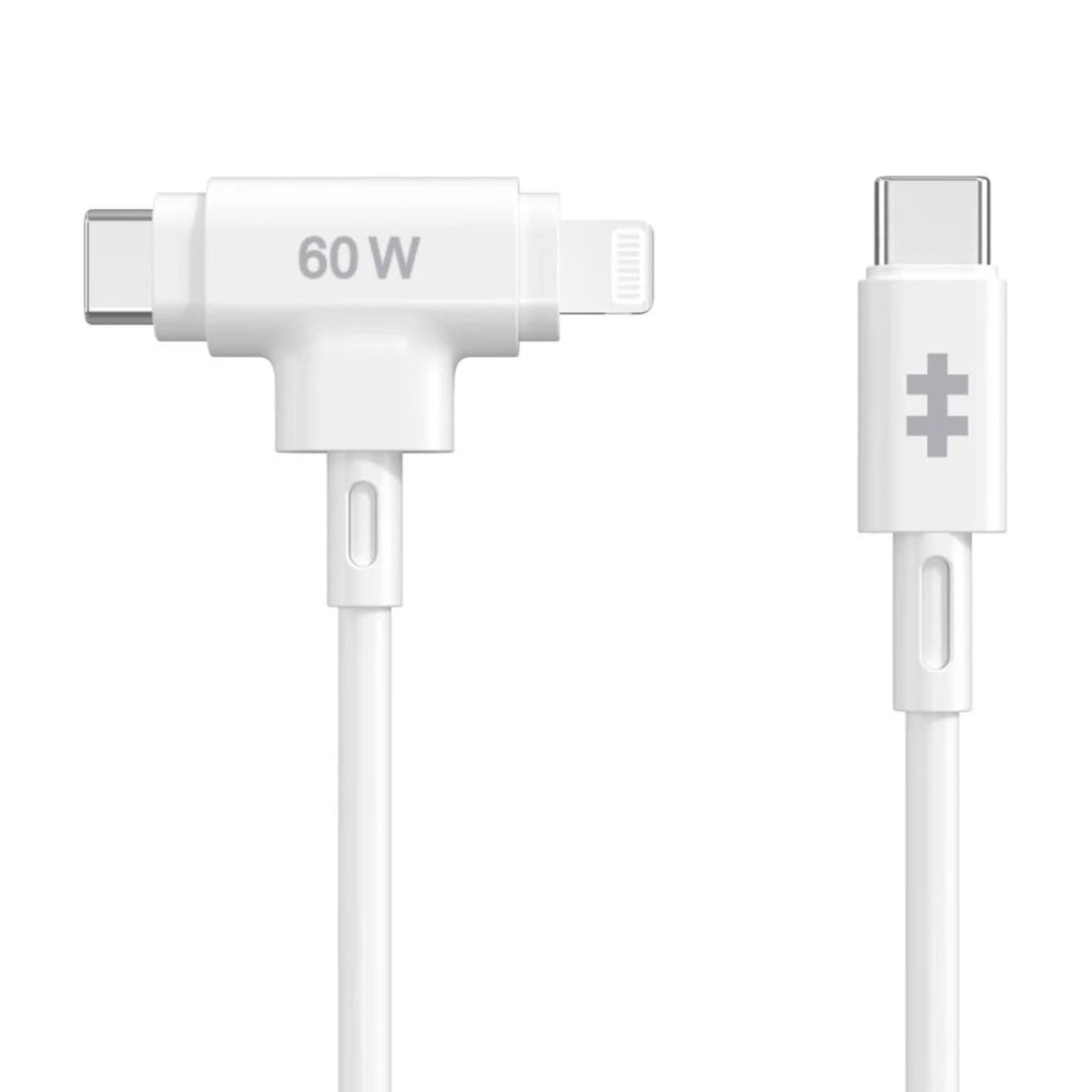 Targus cable carga hyper 2 en 1 USB-C 60W blanco HJ4010WHGL