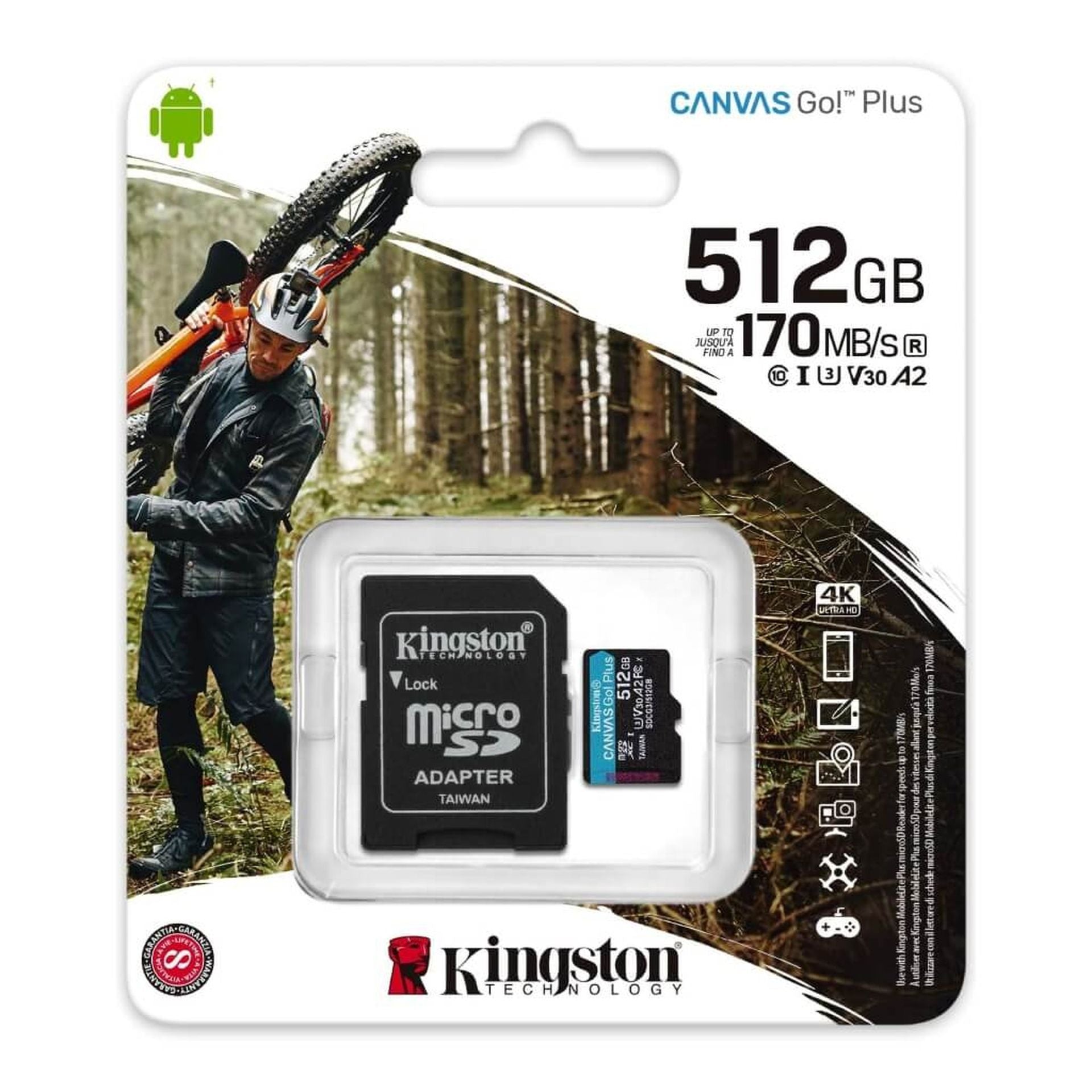 Kingston canvas go PLUS microsdxc 512GB 170mbps clase 10 V30 Imagen secundaria del producto