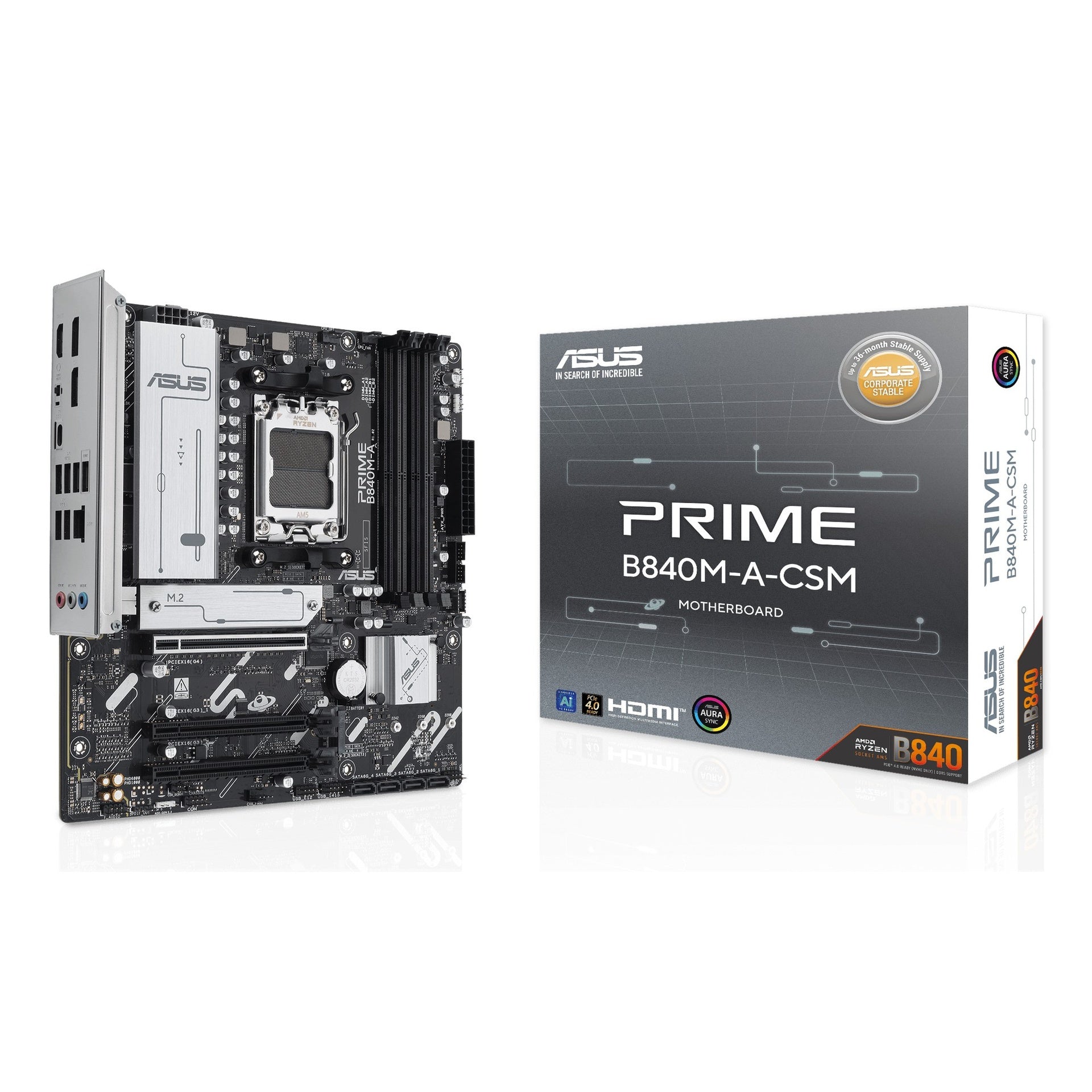 Tarjeta madre ASUS prime B840M-A-CSM AM5 micro-atx DDR5 90MB1J10-M0EAYC negro blanco