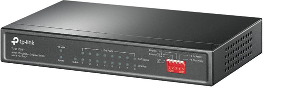 TP-link switch omada de escritorio de 9 puertos a 10 / 100Mbps con 8 puertos PoE+ - TL-SF1009P