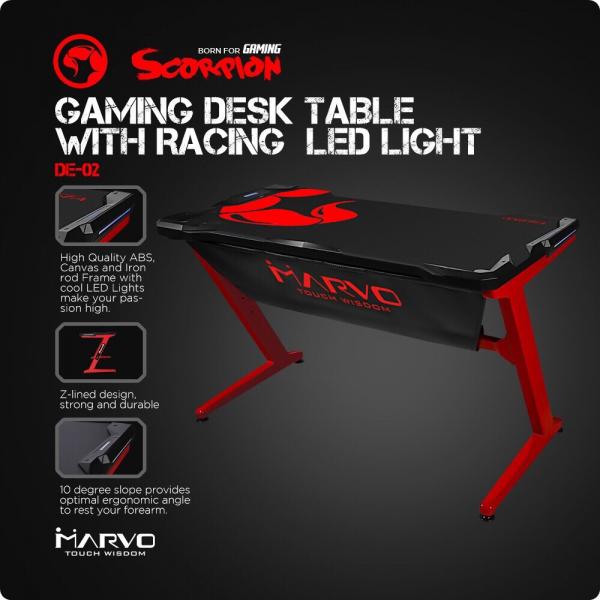 Escritorio Gamer Scorpion DE-02 120*66*73cm con Luz LED Marvo