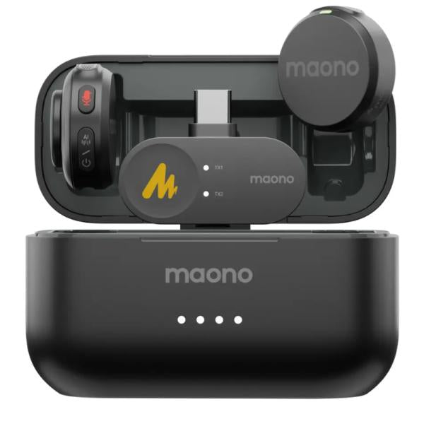 Microfono Maono WM650 PC2 Inalambrico con Receptor USB-C con Reduccion de Ruido - Negro