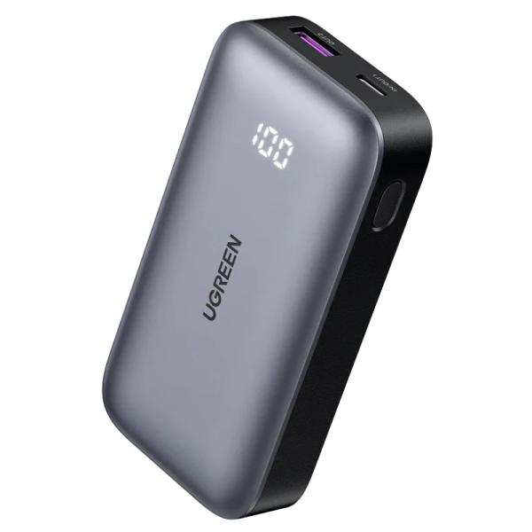 Power Bank Ugreen PB502 1c1a 10000MAH USB-C / USB-A Pantalla LED Carga Rápida 30W 25185 - Gris
