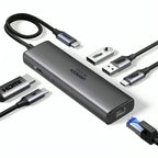 Hub Ugreen CM512 USB-C 6 en 1 1 Displayport 4k@60hz / 2 USB-A / 1 USB-C Data / 1 RJ45 Gigabit / 1 USB-C Pd 100W 5GBPS 75643