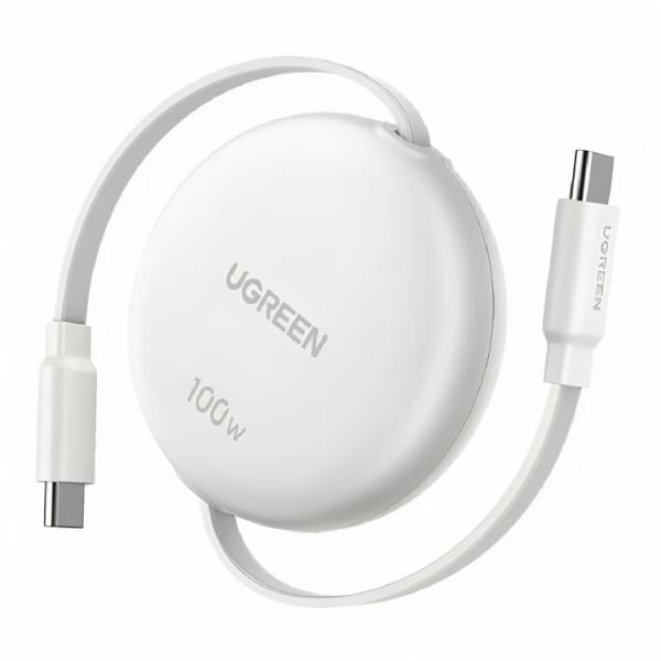 Cable Retráctil Ugreen L531 USB-C a USB-C 100W Carga Rápida 95673 - Blanco
