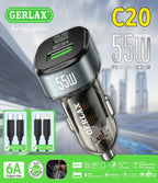 Cargador Cubo Carro C20T Gerlax - Negro Tipo C
