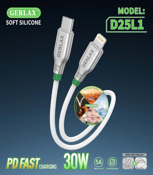 Cable USB Lightning D25pl1 Gerlax - 1M Blanco C-l